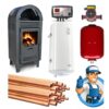 PACHET INSTALARE TERMOȘEMINEU SAB DE 25 KW CU BOILER TERMOELECTRIC DE 100 LITRI ȘI ACCESORII CAZAN