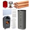 PACHET INSTALARE  TERMOȘEMINEU SAB DE 25 KW CU PUFFER DE 500 LITRI, BOILER TERMOELECTRIC DE 100 LITRI ȘI 6 RADIATOARE DIN OȚEL
